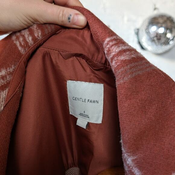 Red Plaid Flannel Jacket Gorpcore Utility Shacket Grunge Boho Chic Earthy Small - Picture 8 of 9